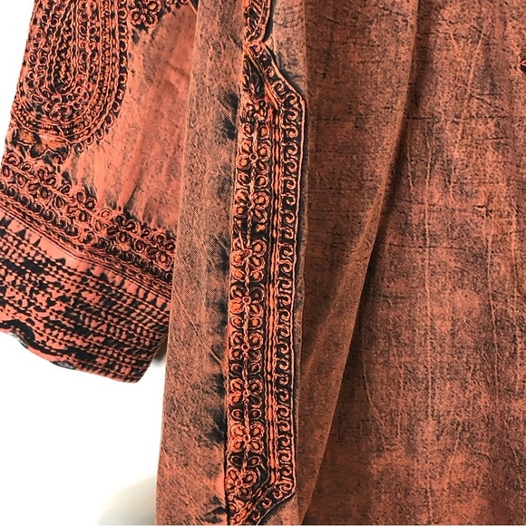 Soft Surroundings Spice Market Burnt Orange Acid Wash Embroidered Tunic - Picture 6 of 15